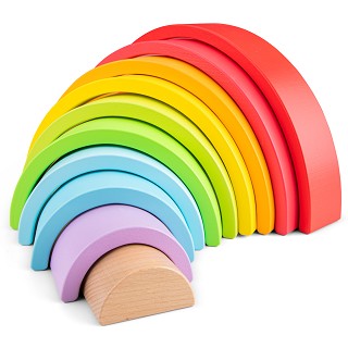 New Classic Toys - Wooden Rainbow Stacker - 10 pieces - FSC® 100%-certified wood